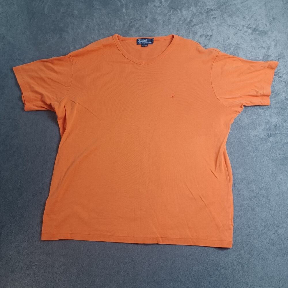 Vintage Polo Ralph Lauren Shirt Mens XXL Orange Logo Stretch Tee